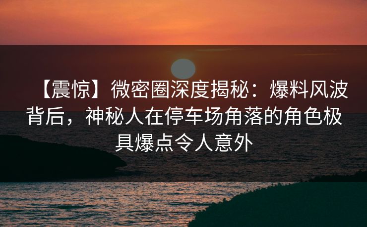 【震惊】微密圈深度揭秘：爆料风波背后，神秘人在停车场角落的角色极具爆点令人意外