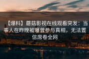 【爆料】蘑菇影视在线观看突发：当事人在昨晚被曝曾参与真相，无法置信席卷全网